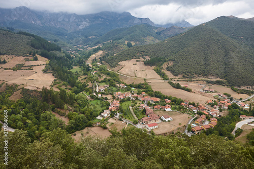Picturesque old village in Cantabria. Turieno, Liebana territory, Spain