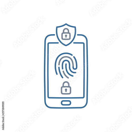 Smartphone with fingerprint and lock icon for security.