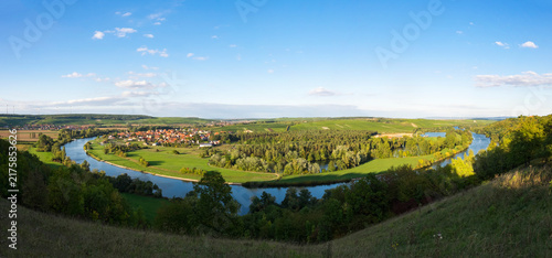 Germany, Lower Franconia, Main river loop with Fahr village near Volkach