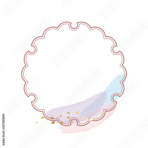 くすみピンクと水彩パステルカラーのスカラップベクターイラスト