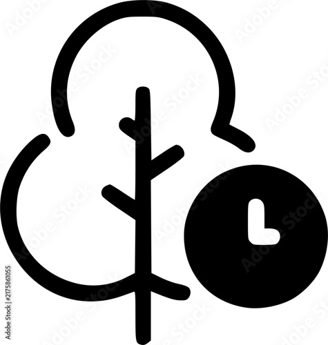 Nature Tree Time Management Clock Outline Icon