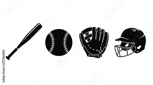 Baseball Equipment Vector Illustration With Bat Balls Glove And Helmet