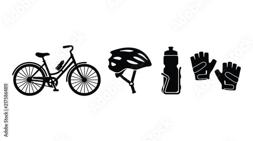 Cycling Equipment Silhouette Vector Illustration Black And White Design
