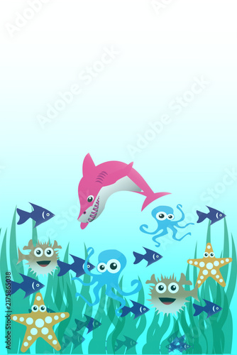 Vector background card with an underwater sea theme; suitable for use as a background or book cover.