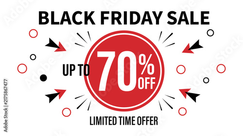 Black Friday 70% Off Sale Banner with Discount Promotion