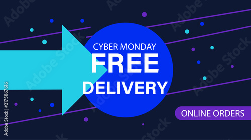 Cyber Monday Free Delivery Sale Banner for Online Shopping Promotion