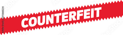 Bild auf Leinwand Counterfeit red diagonal warning stamp banner tape isolated on white background
