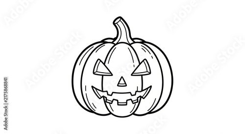 Spooky Halloween Pumpkin Outline Icon - Carved Jack-o'-lantern Face, Vector Art