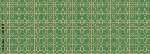 geometric seamless repeating pattern of small, light mint green palm leaf or fan motifs arranged in neat, overlapping horizontal rows.Traditional Korean Pine Leaf Pattern ilustration