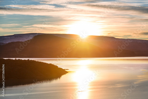 Lake on sunset