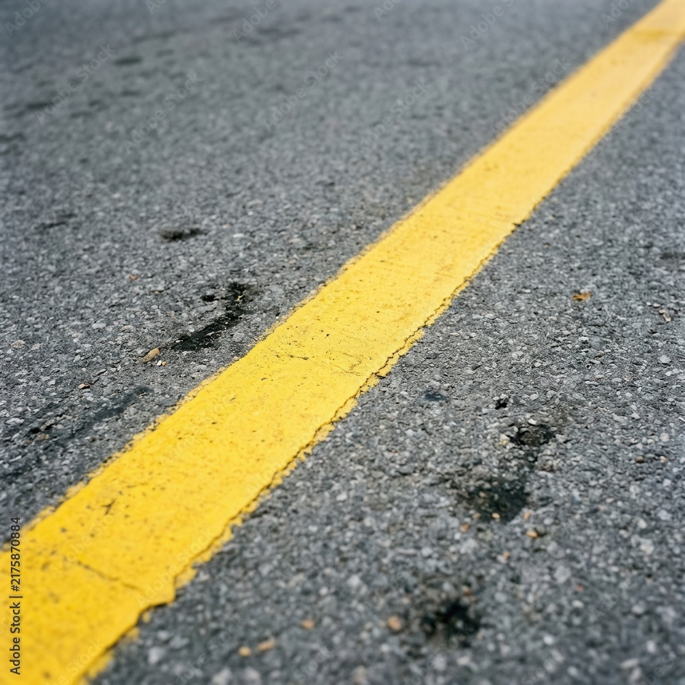 Fototapeta premium Vibrant Yellow Road Line Guiding The Way Forward