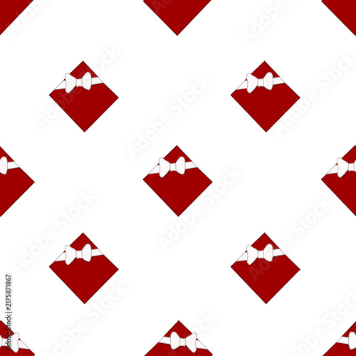hand drawn simple red square shaped present boxes with white bows seamless pattern