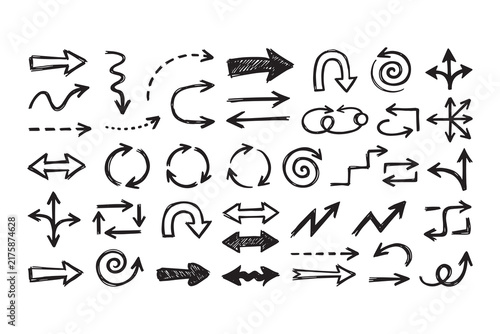 Hand line arrow drawn set