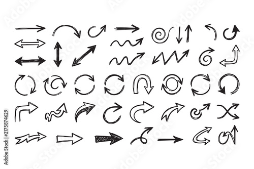 Hand line arrow drawn set