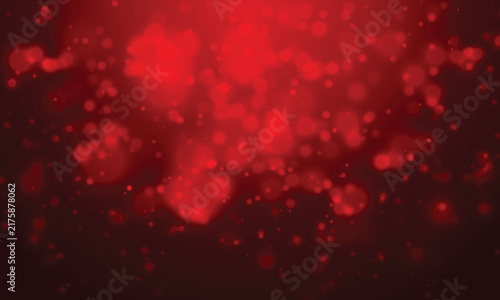 Festive Red Bokeh Lights Background with Soft Sparkles and Light Dust