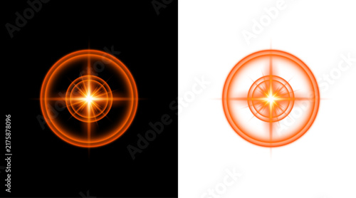 Bild auf Leinwand Glowing orange magic circle portal effect isolated on transparent background for