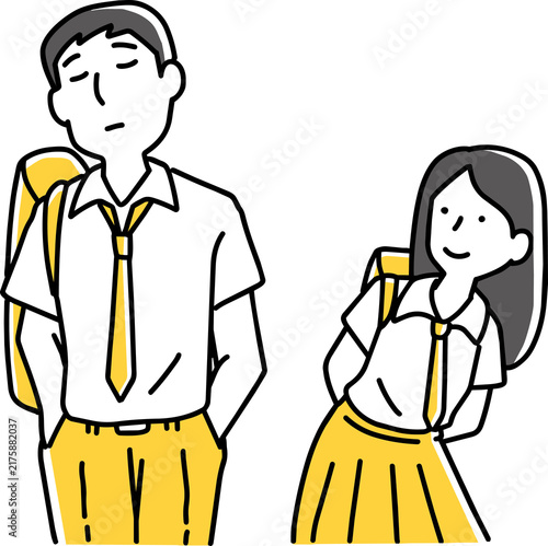 男の子を後ろから見つめる女の子