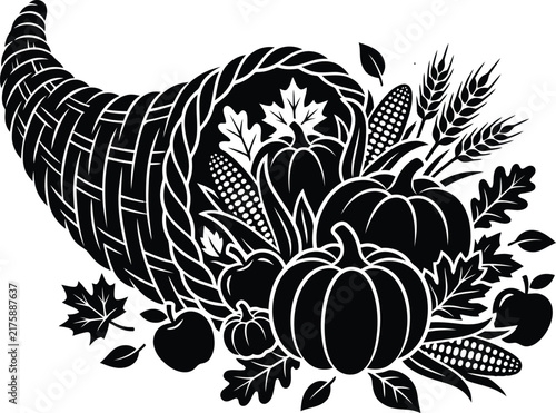 Thanksgiving Cornucopia Harvest Abundance Vector Illustration