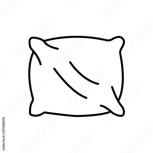 Simple line art icon of a soft rectangular pillow with decorative corners