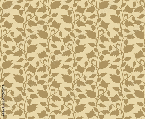 Japanese Leaf Vine Vector Seamless Pattern