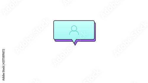 Flat Vector Animated User Profile Notification Icon Loop on White Background