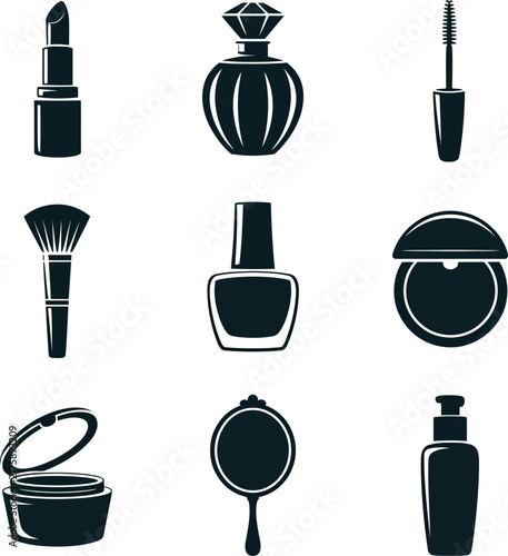 Cosmetics Makeup Icon Set Lipstick Perfume Polish VectorCosmetics Makeup Icon Set Lipstick Perfume Polish Vector