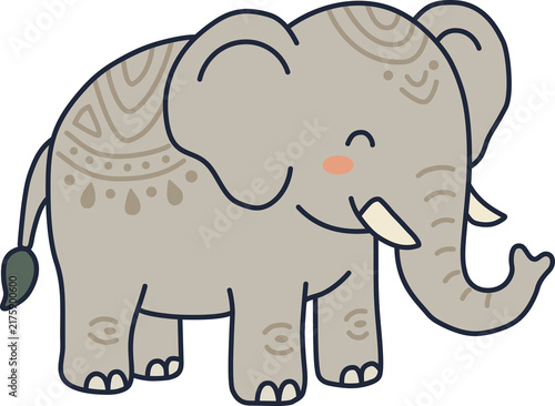 Adorable Cute Baby Elephant Vector Illustration