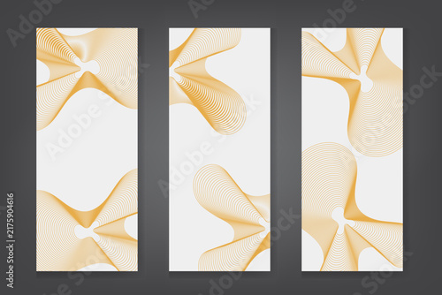 Abstract Golden Line Wave Vertical Banner Set