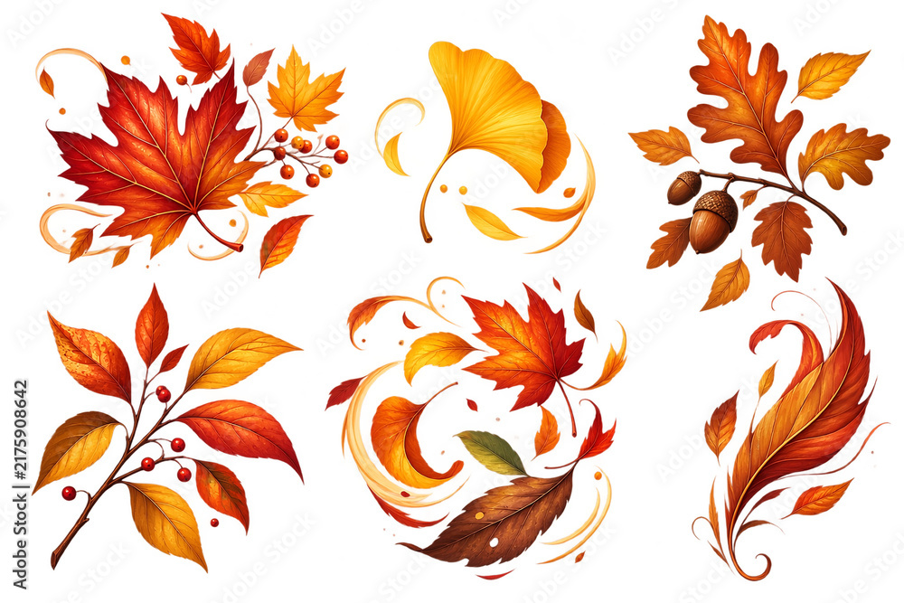 Fototapeta premium autumn leaves set