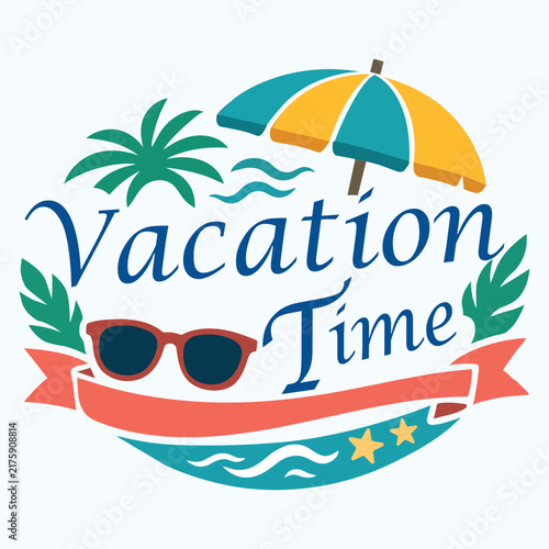 Vacation Time Beach Travel Typography