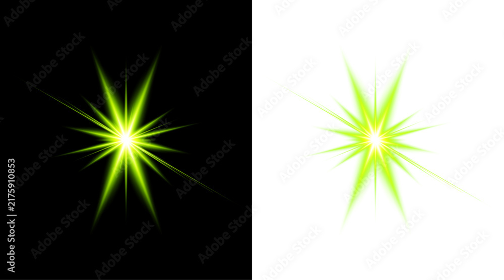Fototapeta premium A vibrant glowing starburst effect presented in two contrasting color schemes for design versatility