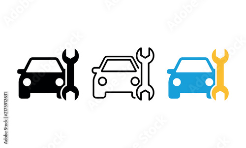 Fotografía Car repair icons with wrenches in different styles