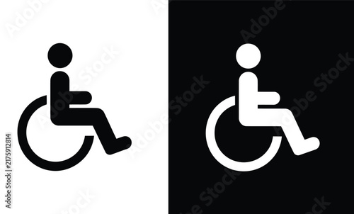 Wheelchair handicap accessibility icon set isolated on black and white background vector illustration for public sign website mobile app user interface design