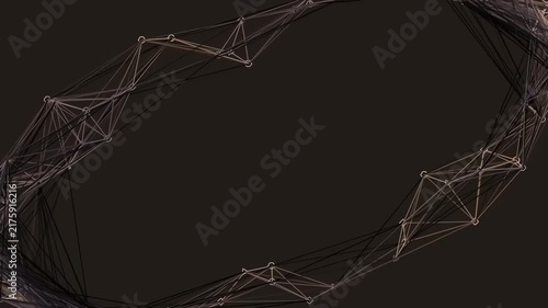 Abstract geometric wireframe structure on dark background