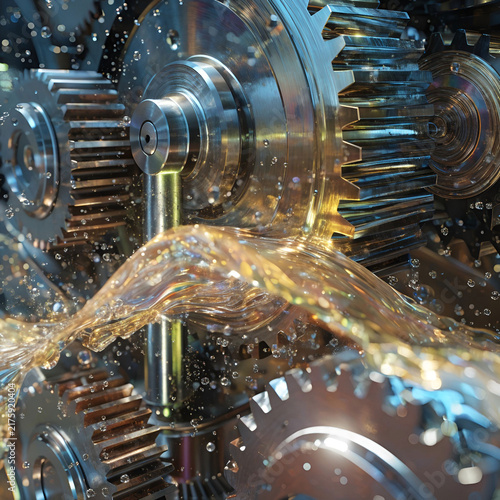 lubricate motor oil and gears oil wave splashing