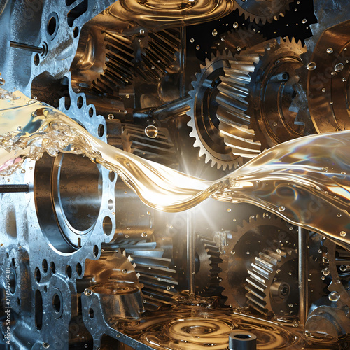 lubricate motor oil and gears oil wave splashing