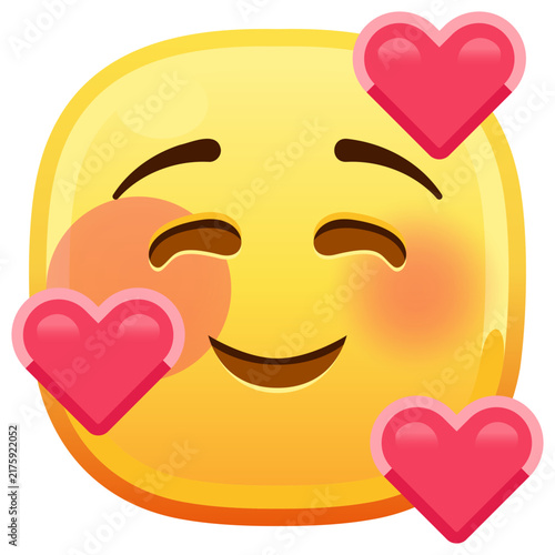 Bild auf Leinwand Face with Hearts Emoji, Love Affection Adoration Infatuation