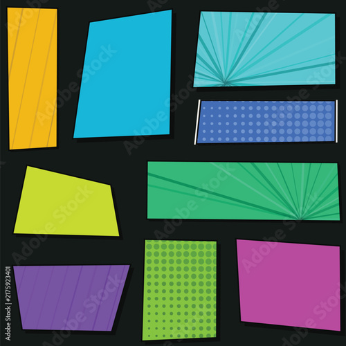 Abstract Geometric Colorful Panels with Line and Dot Patterns
