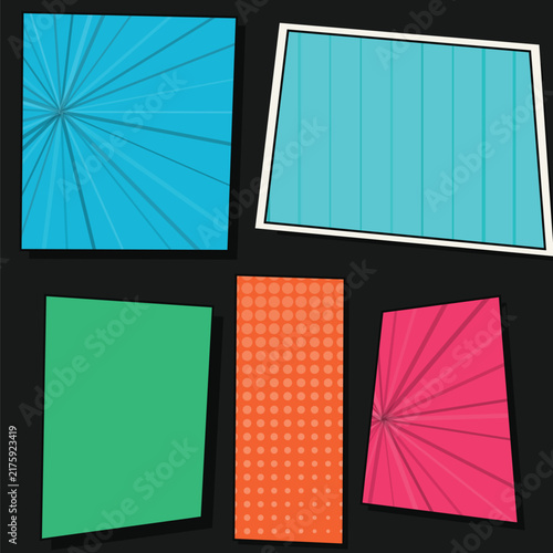 Abstract Geometric Colorful Panels with Line and Dot Patterns