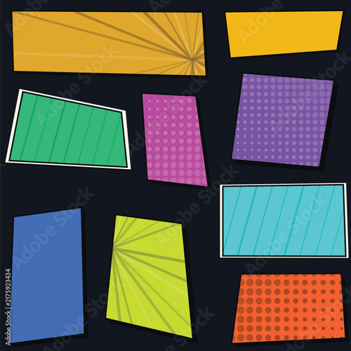 Abstract Geometric Colorful Panels with Line and Dot Patterns