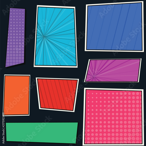 Abstract Geometric Colorful Panels with Line and Dot Patterns
