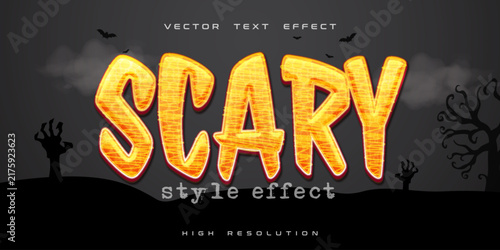 Scary Halloween 3D Text Effect Vector Graphic