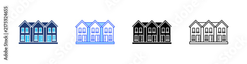Townhouse Multiple Style Icon Set Collection Pack Web Banner Vector 