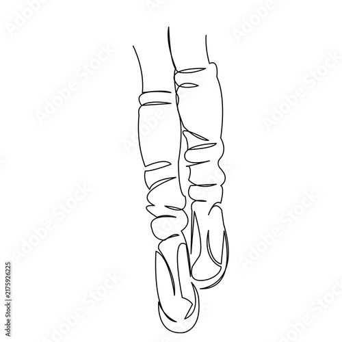 One continuous single drawing line art flat doodle shoe, leg, teen, foot, fashion, youth, woman, feet, sock. Isolated image hand draw contour on a white background
