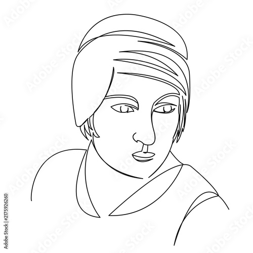 One continuous single drawing line art flat doodle style, fashion, retro, lady, vintage, woman, 1920, nostalgia. Isolated image hand draw contour on a white background

