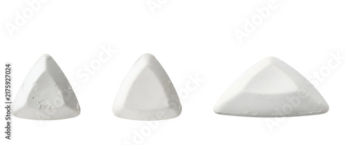 Three white triangular objects on transparent background