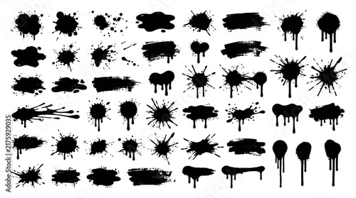 Graffiti Ink Blots Paint Drips Splashes Urban Street Art Vector Collection