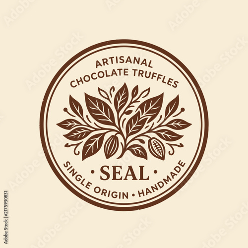 Logo featuring a stylized leaf design for chocolate truffles.