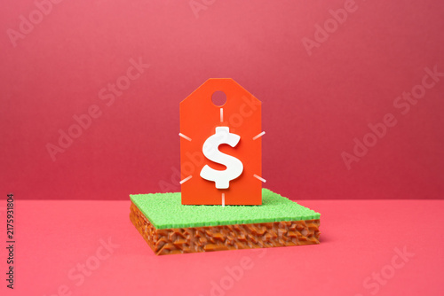 фотографія Land price tag on a plot of land