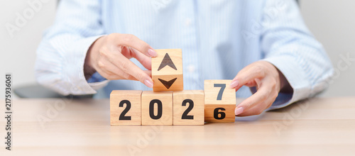 Foto 2026 to 2027 New year with change to UP and Down arrow